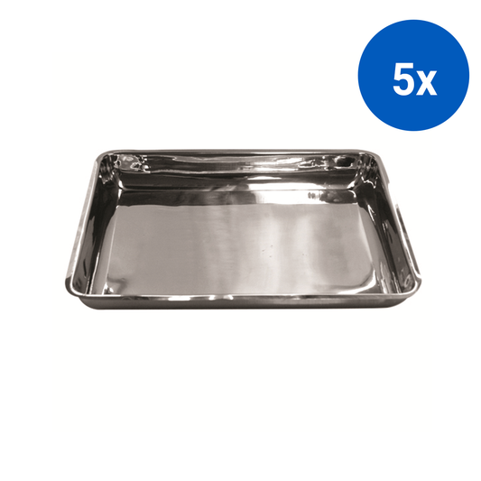 Dissecting Tray 41 Length x 28 Width x 6 Depth (cm) Stainless Steel - Silver x5