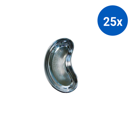 Emesis Kidney Dish Tray 245 x 110 x 40mm 0.5mm Thickness Stainless Steel Grade 202 1/Polybag - Silver x25