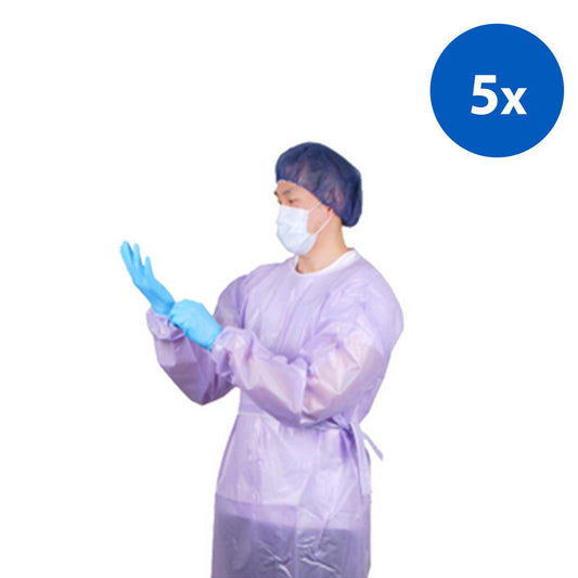 Livingstone Oncology Gown with Tie Elastic Cuff AAMI Level 2 100/Carton - Purple x5