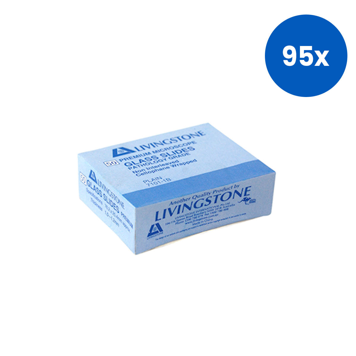 Livingstone Microscope Slides Plain 76.2 x 25.4mm Premium Glass Non-Interleaved 1.0–1.2mm Thickness Pathology Grade 50/Pack - White x95
