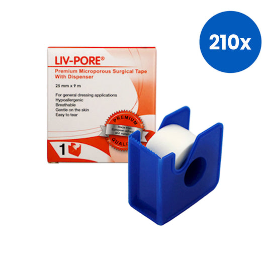Livingdtone Liv-Pore Surgical Tape 25mm x 9m in Dispenser One Single Tape to a Display Box - White x210