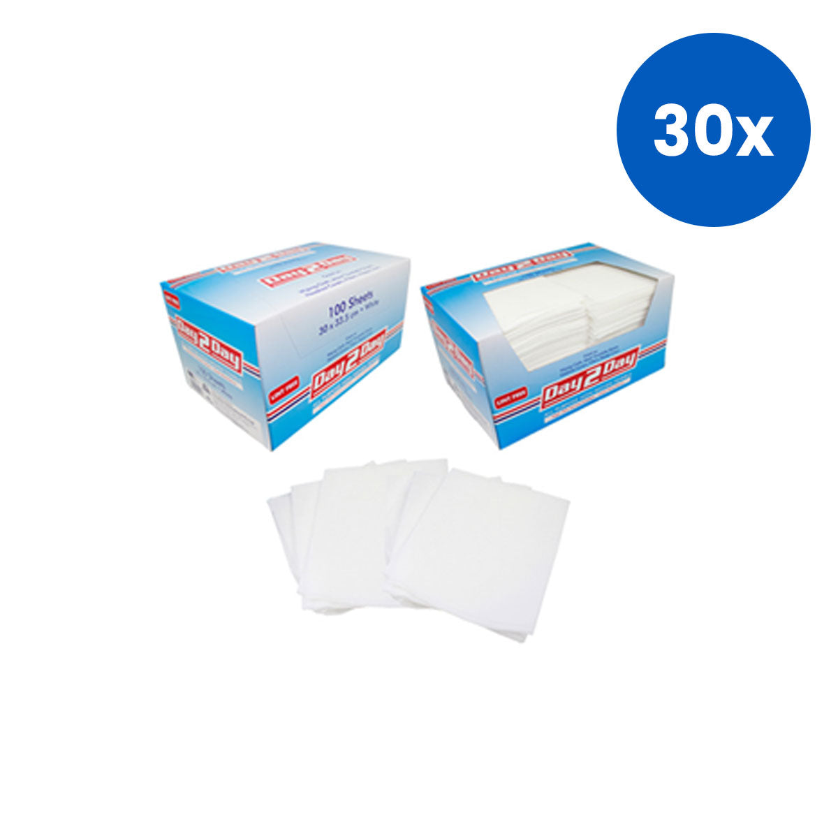 Day 2 Day All Purpose Towel Lint Free Small 30 x 34cm 70pct Viscose 100/Box - White x30