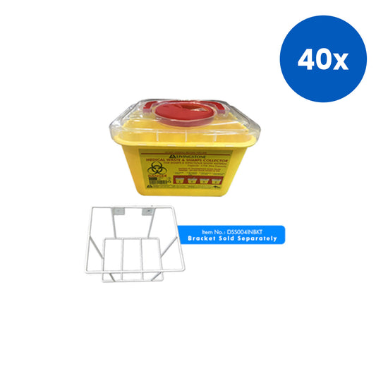 Livingstone Needles Sharps Waste Collector 4.75 Litres Rotating Lid and Finger Guard Recyclable Plastic - Yellow x40