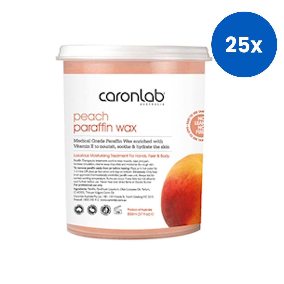 Caronlab Paraffin Wax Peach Vegan Friendly Tampered Seal Jar 800mL x25