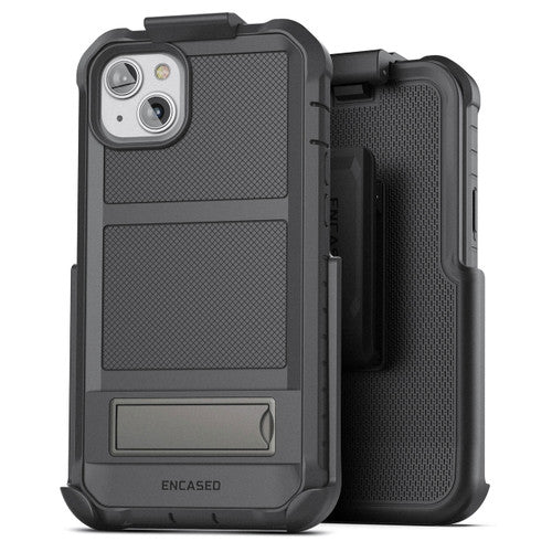 Encased Falcon Shield Case iPhone 14 with Belt Clip Holster - Black