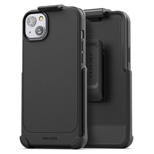 Encased Thin Armor Case iPhone 14 Plus with Belt Clip Holster - Black