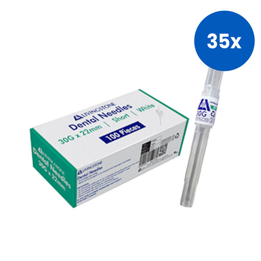 Livingstone Dental Needles 30 Gauge x 22mm 100/Box -White x35