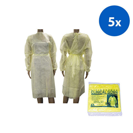 Livingstone Isolation Gown with Tie 100/Carton - Yellow x5