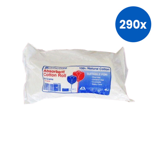 Livingstone Absorbent Cotton Roll 100pct Natural Cotton 50g Non-Sterile - White x290