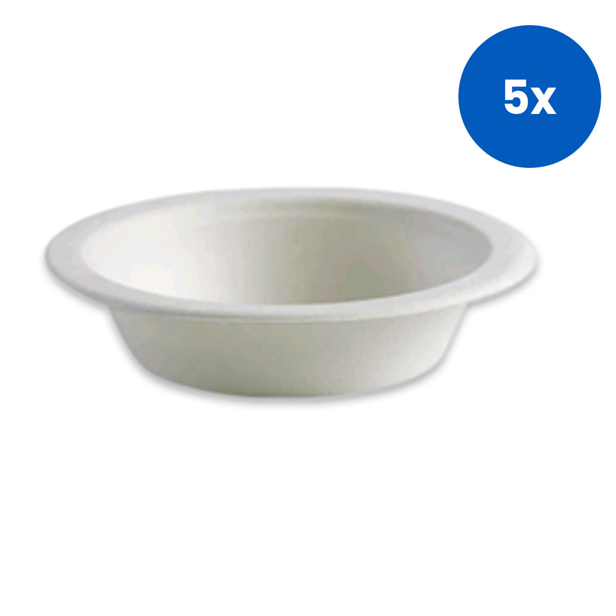 LivEco Bowl 470mL/16oz 175mm Diameter 37mm Depth Biodegradable Sugarcane 125 Pieces/Sleeve - White x5