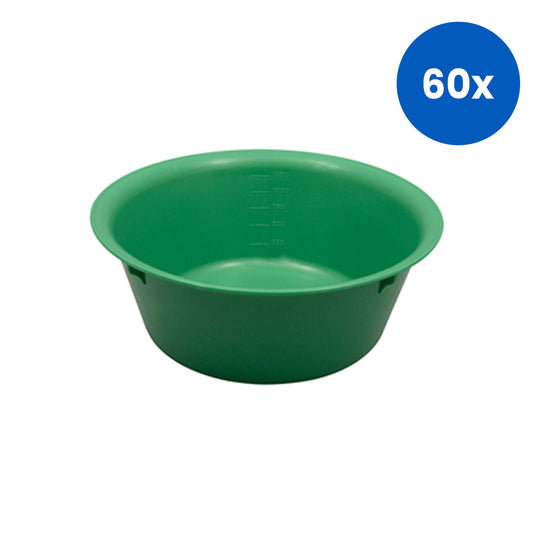 Livingstone Bowl Basin 1500ml Autoclavable Plastic 210x80mm Heavy Duty Recyclable Medical Grade Utility - Green x60
