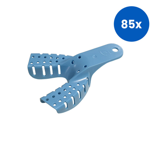 Livingstone Dental Impression Trays Lower Medium Disposable, Recyclable Plastic 12/Pack - Blue x85