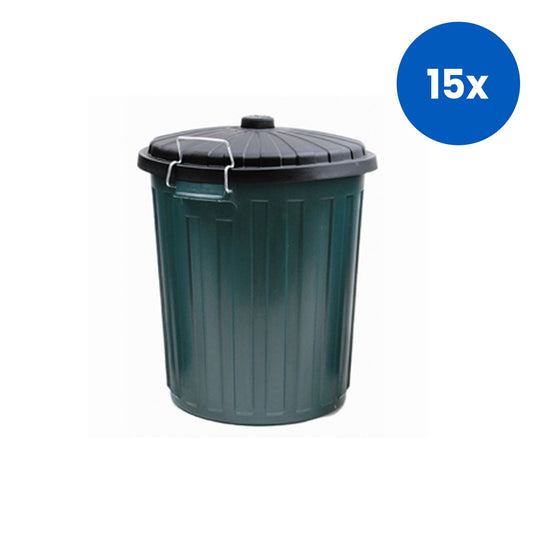 Livingstone Recyclable Plastic Garbage Bin with Lid 55 Litres - Green x15