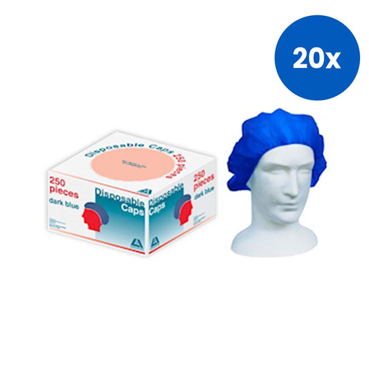 Livingstone Disposable Bouffant Hairnet Cap Nonwoven Latex Free 21 inches 250/Inner Dispenser - Dark Blue x20