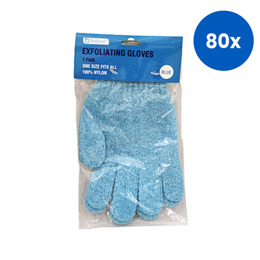 Sofeel Exfoliating Massage Gloves Nylon Fits All Sizes 2/Pack - Blue x80