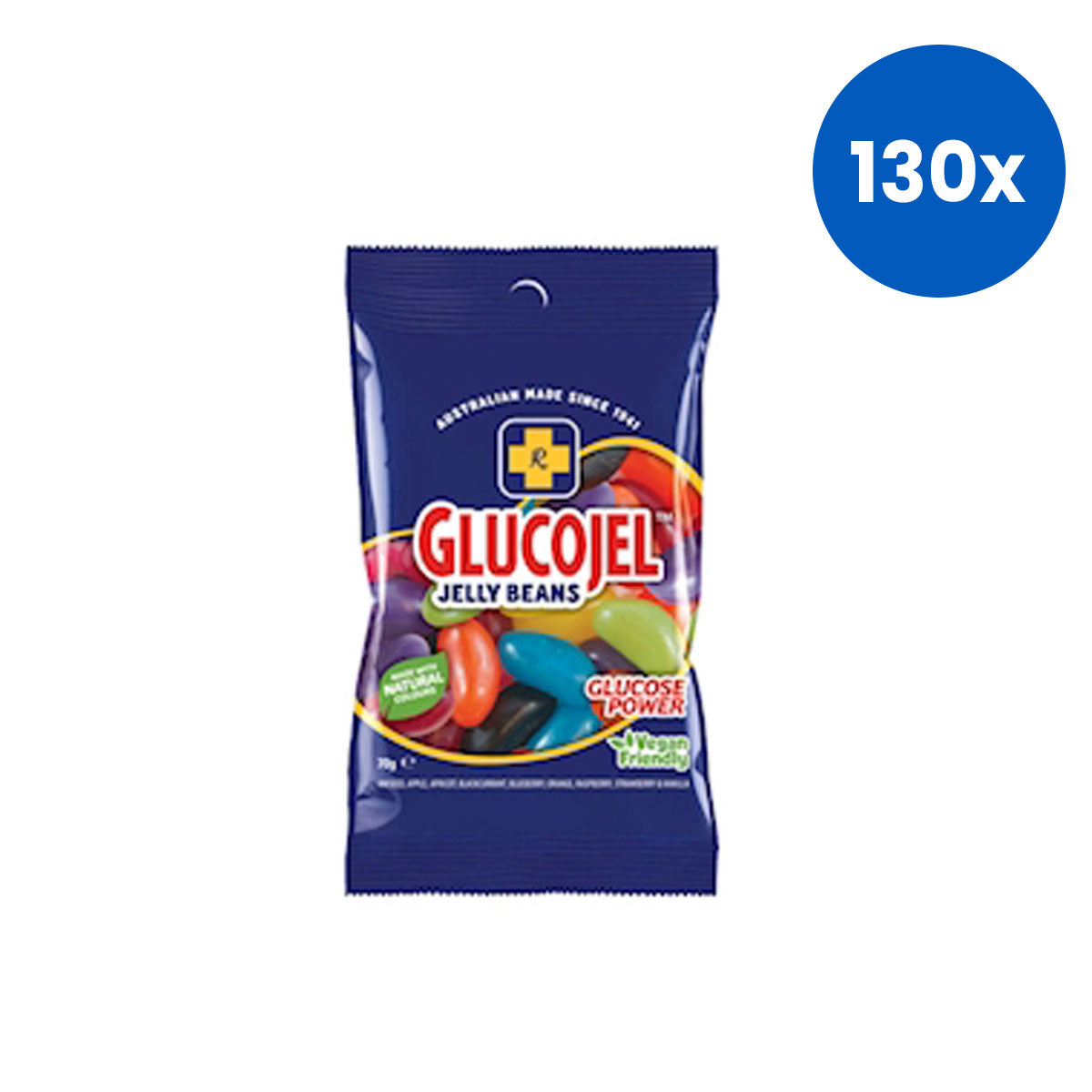 Gold Cross Glucojel Jelly Beans 70g All-Natural Colours x130