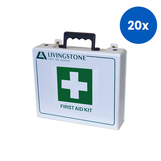 Livingstone First Aid Empty Polyvinyl Chloride (PVC) Case Extra Large 26 x 22 x 7 cm - White x20