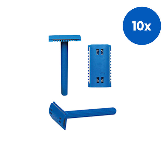 Universal Choice Body Razor Double Edge 90mm Handle 100 Pieces/Box - Blue x10