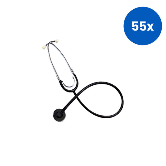 Livingstone Nurse Stethoscope Single Head Black Tube with Silver Flat Chest Piece - Black/White x55