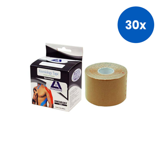 Livingstone Kinesiology Elastic Sports Therapy Tape 5cmx5m with PowerTaping Technology – Beige x30
