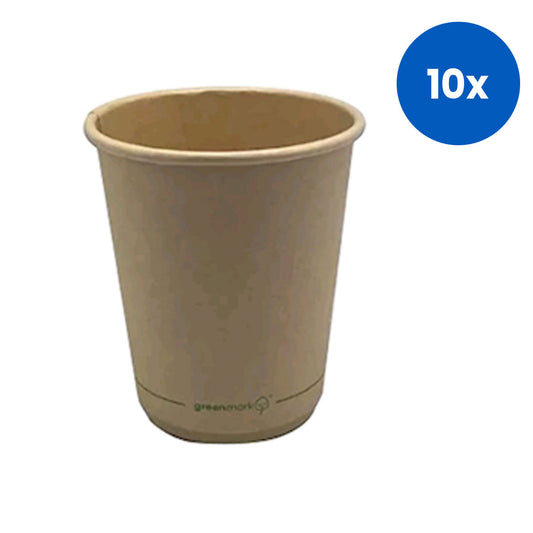 Green Mark Paper Drinking Cups 8oz or 225mL 500 Pieces/Carton - Brown x10