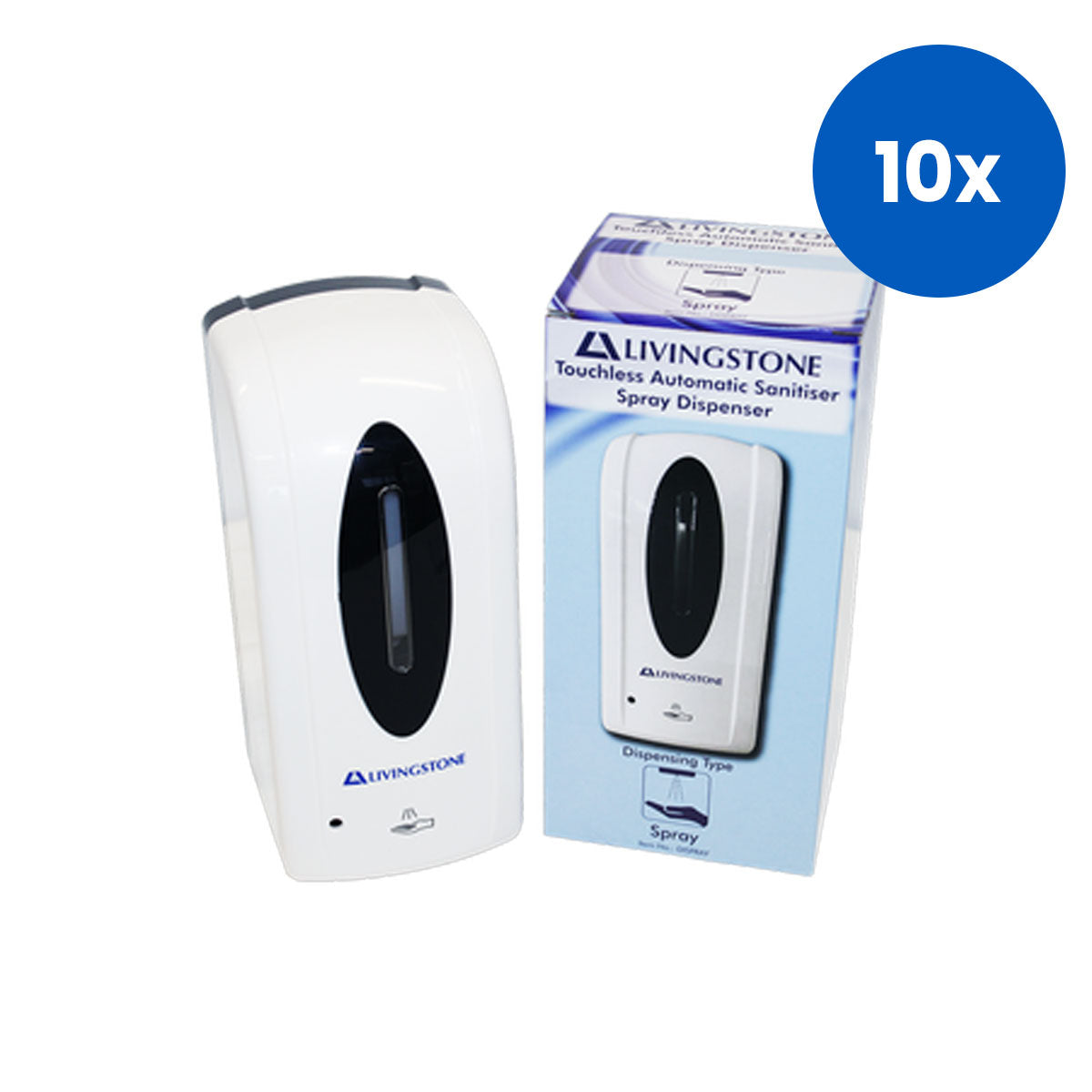 Livingstone Touchless Automatic Liquid Hand Sanitiser Alcohol Spray Dispenser 1 L - White