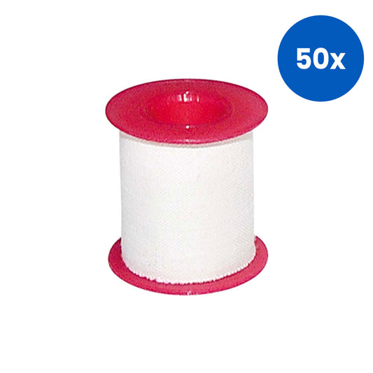 Adhesive Plaster Zinc Oxide Tape 25mm x 1m Sleeve and Spool 12 Tapes per Box - White x50