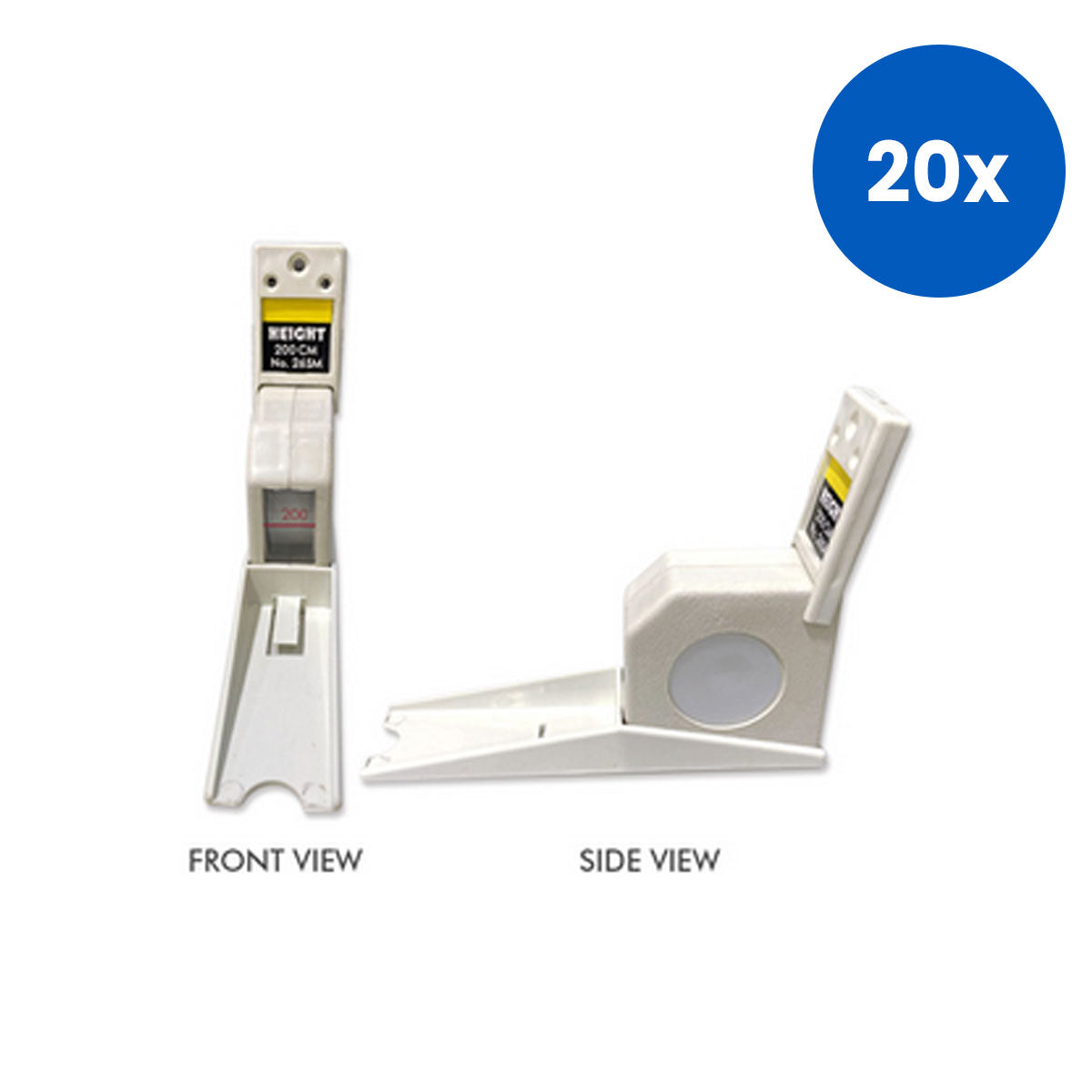 Livingstone Stature Height Measure Tape 2m Wall Mounted Plastic Construction Head Plate Read Window - White x20