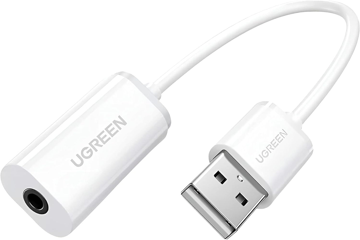UGREEN 15cm USB-A to 3.5mm TRRS Female Aux Cable White