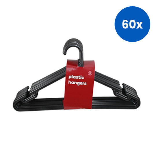 Chux Recyclable Plastic Coat Hangers 12 Pieces/Pack - Black x60