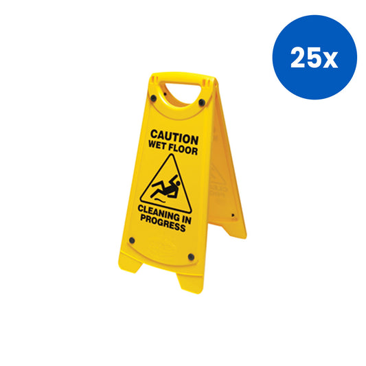 Livingstone A-Frame “Caution Wet Floor” Safety Sign 64cm Foldable Plastic Warning Board for Slip Prevention – Yellow x25