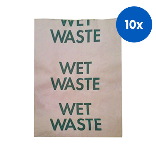 Australian Multiwall Wet Waste Bag 2-Ply 80GSM 50.5 x 89cm 30um HDPE Tube Semi Extensible 25 Pieces/Pack - Brown x10