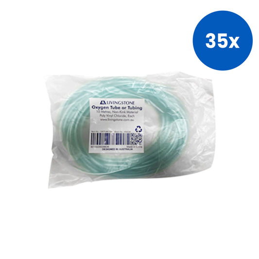 Livingstone Oxygen Tube or Tubing without Connector 10 metres Non-Kink Material Poly Vinyl Chloride - Green