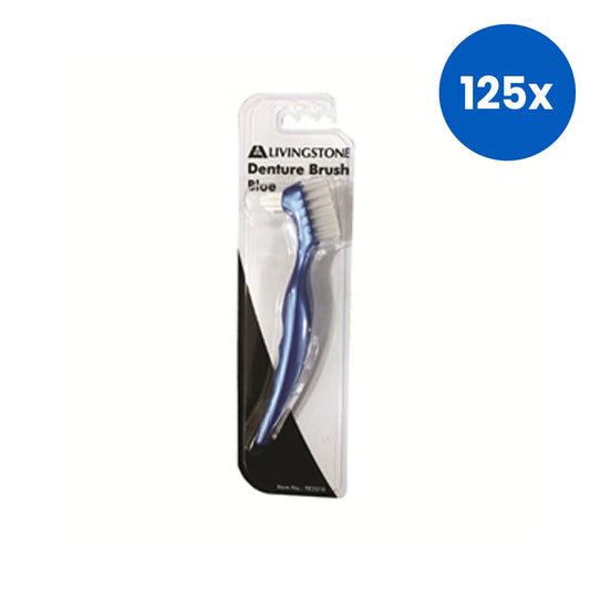 Livingstone Gum Denture Brush Flat Trim Firm Nylon Oral Care Cleaner - Blue x125