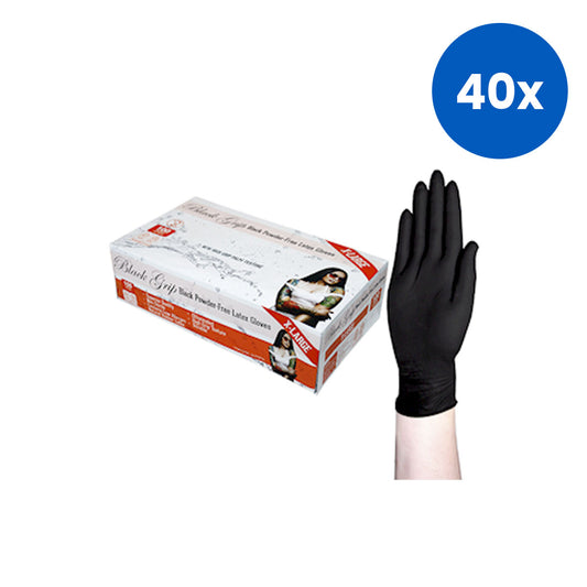 Black Grip Thick Heavy Duty Latex GlovesTextured Polymer Coated Extra Large 100/Box - Black x40