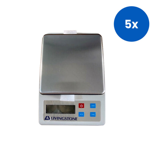 Livingstone Portable Scale 1200 Grams Capacity 0.1 Gram Readability 140 x 135mm Stainless Steel Pan - Black x5