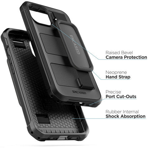 Encased Falcon Hand Strap Case iPhone 15 - Black