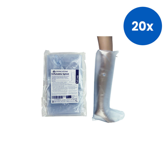 Livingstone Inflatable Splint Full Leg Fast-to-Shape PVC Emergency Immobilizer - Clear x20