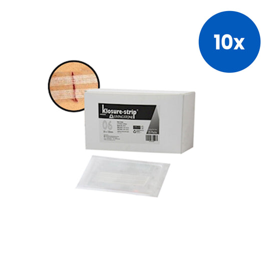 Livingstone Klosure-Strip Livingstone Reinforced Wound Skin Closure Strips 125mm 4 Strips/Pack 25 Packs or 100 Strips/Box - White x10