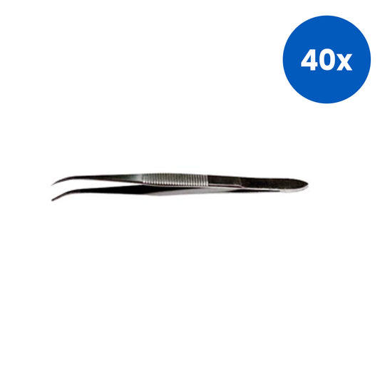 Livingstone Splinter Dissecting Forceps 11cm Fine Point Curved Stainless Steel Narrow Body 20g - Silver x40