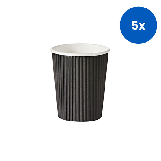 Livingstone Corrugated Paper Cup 355ml 12oz Hot and Cold Biodegradable Triple Wall 25 Pieces/Pack 500 Pieces/Carton - Black x5