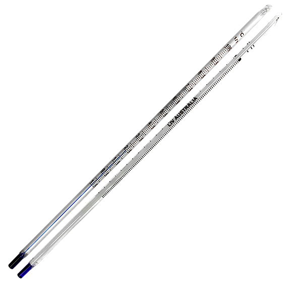 Livingstone Laboratory Thermometer -10 to 100degC 1.0deg Division 76mm Immersion 300mm - White/Blue Spirit x40