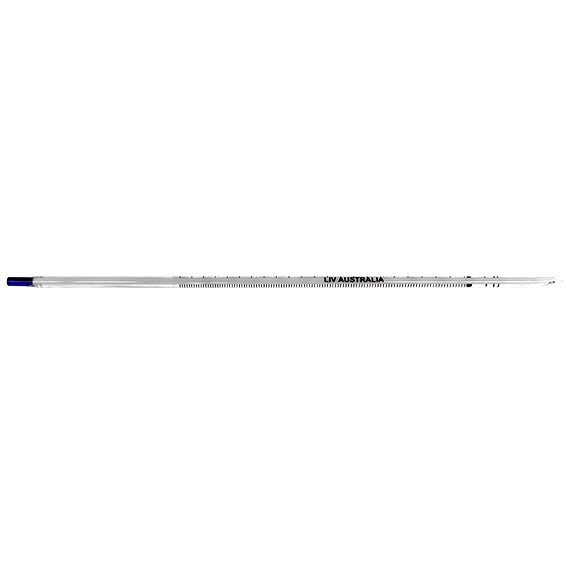 Livingstone Laboratory Thermometer -10 to 100degC 1.0deg Division 76mm Immersion 300mm - White/Blue Spirit x40