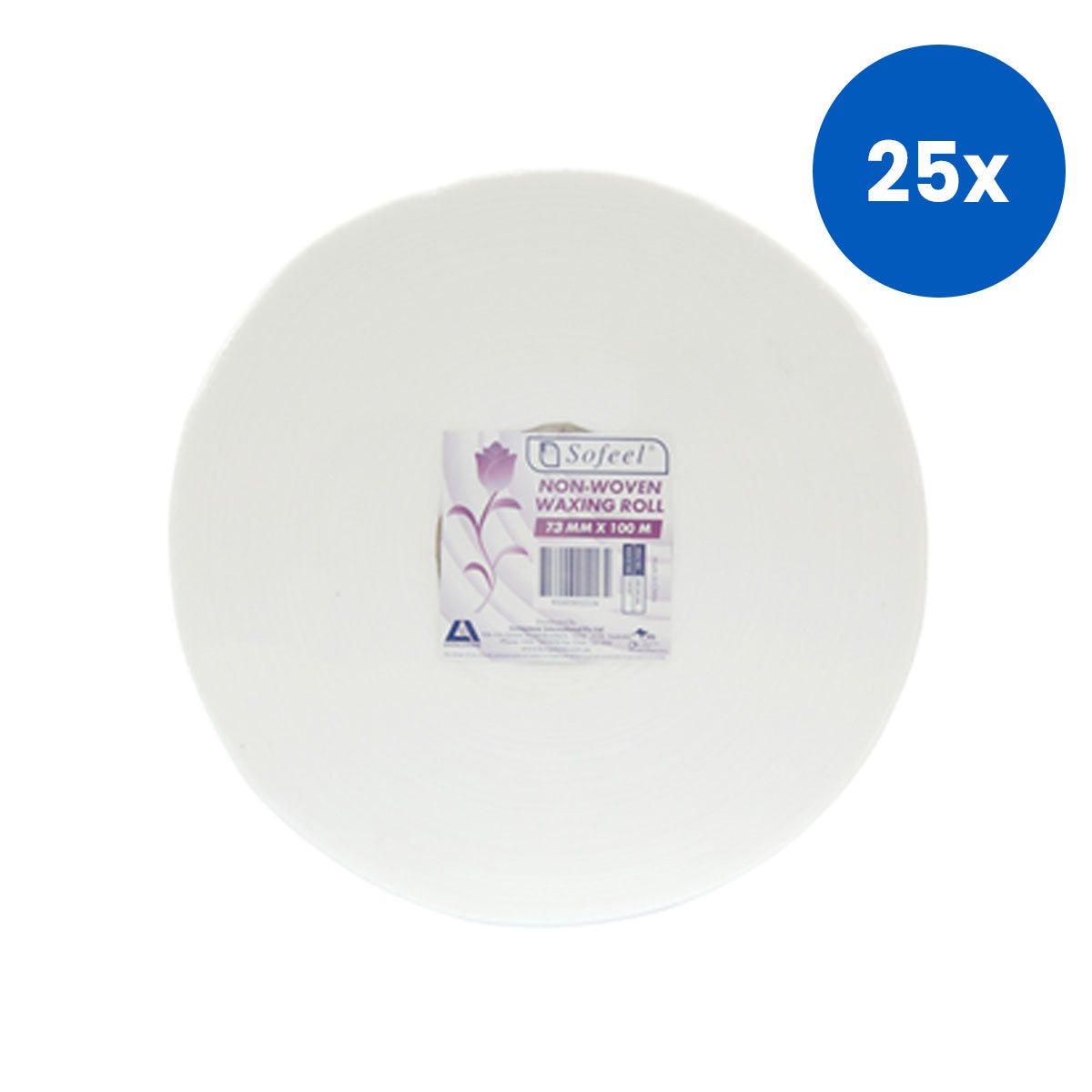 Sofeel White Cotton Waxing Roll 73mm x100 Metres Bleached & Stiffened - White x25