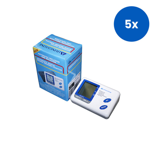 Livingstone Digital Blood Pressure Monitor Auto Inflating with Pulse Reading LCD Display Battery Operated Size 180 x 97 x 46mm - White x5
