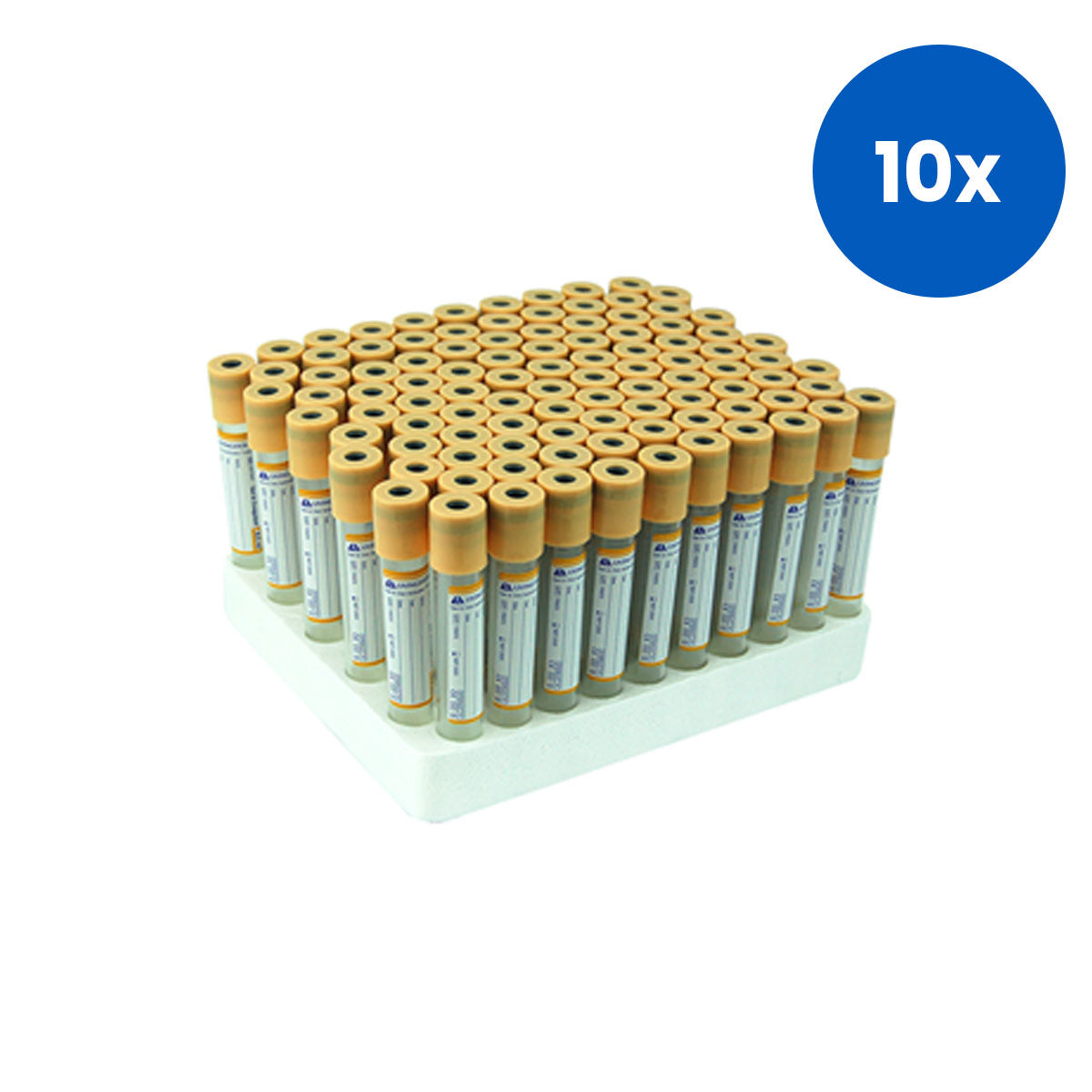 Livingstone SST Blood Collection Tube 8.5mL Plastic with Clot Activator Gel Separator Gold Non-Spill Cap 16 x 100mm 100/Pack