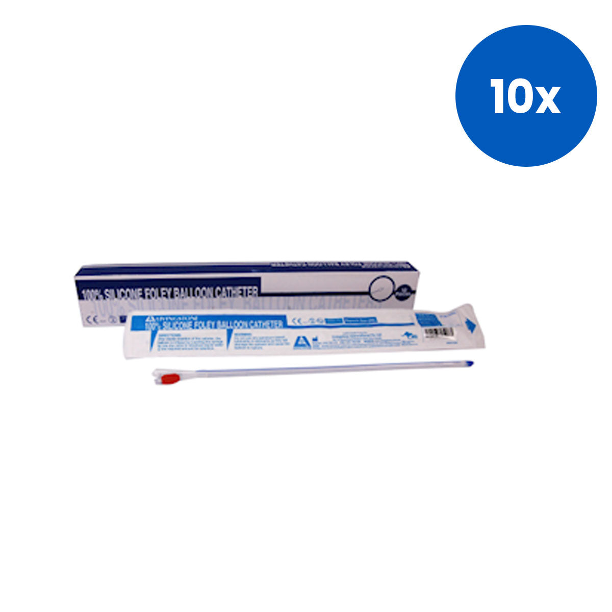 Livingstone All Silicone Foley Balloon Catheter 2-Way 8 FG 30mL 40cm 10 Pieces/Box - Red x10
