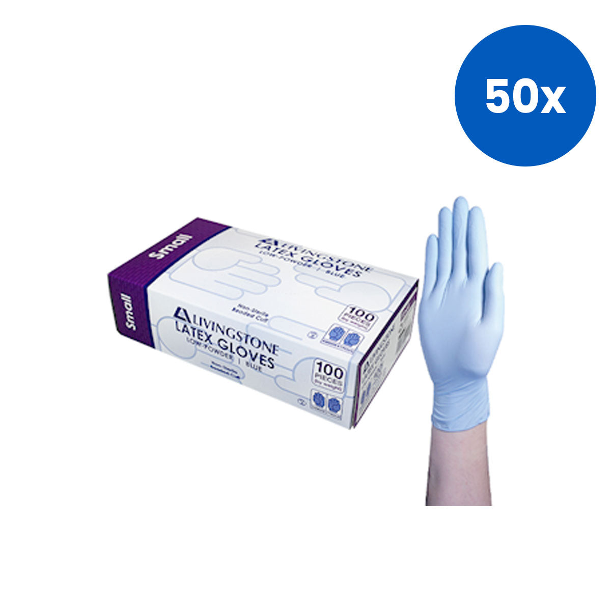 Livingstone Biodegradable Latex Examination Gloves Low Powde Small Size - Blue x50