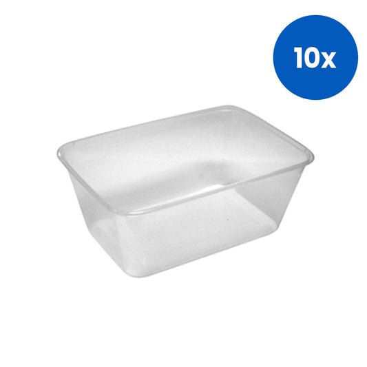 Livingstone Take-Away Rectangular Container Plastic 1 Litre 50/Pack 500/Carton - Clear x10