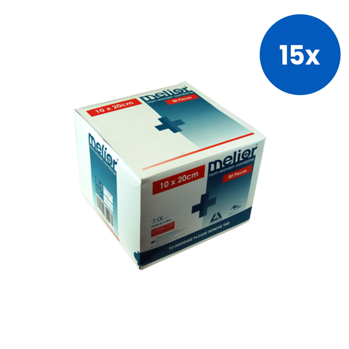 Livingstone Melior Combine Dressing Pads 20 x 20 cm Nonwoven Cotton Filled 1/Pack 50/Dispenser Box - White x15